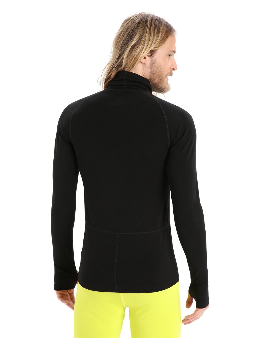 Icebreaker MerinoFine™ Long Sleeve Roll Neck Férfi Base Layers Fekete | HU 1344BEXC